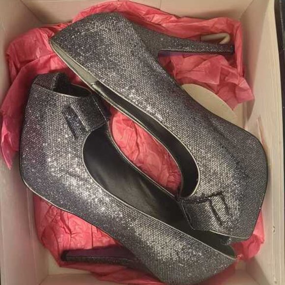 New! Sz 10! Sexy & Sparkly Purple Peep Toe 5" Heels - Picture 3 of 4